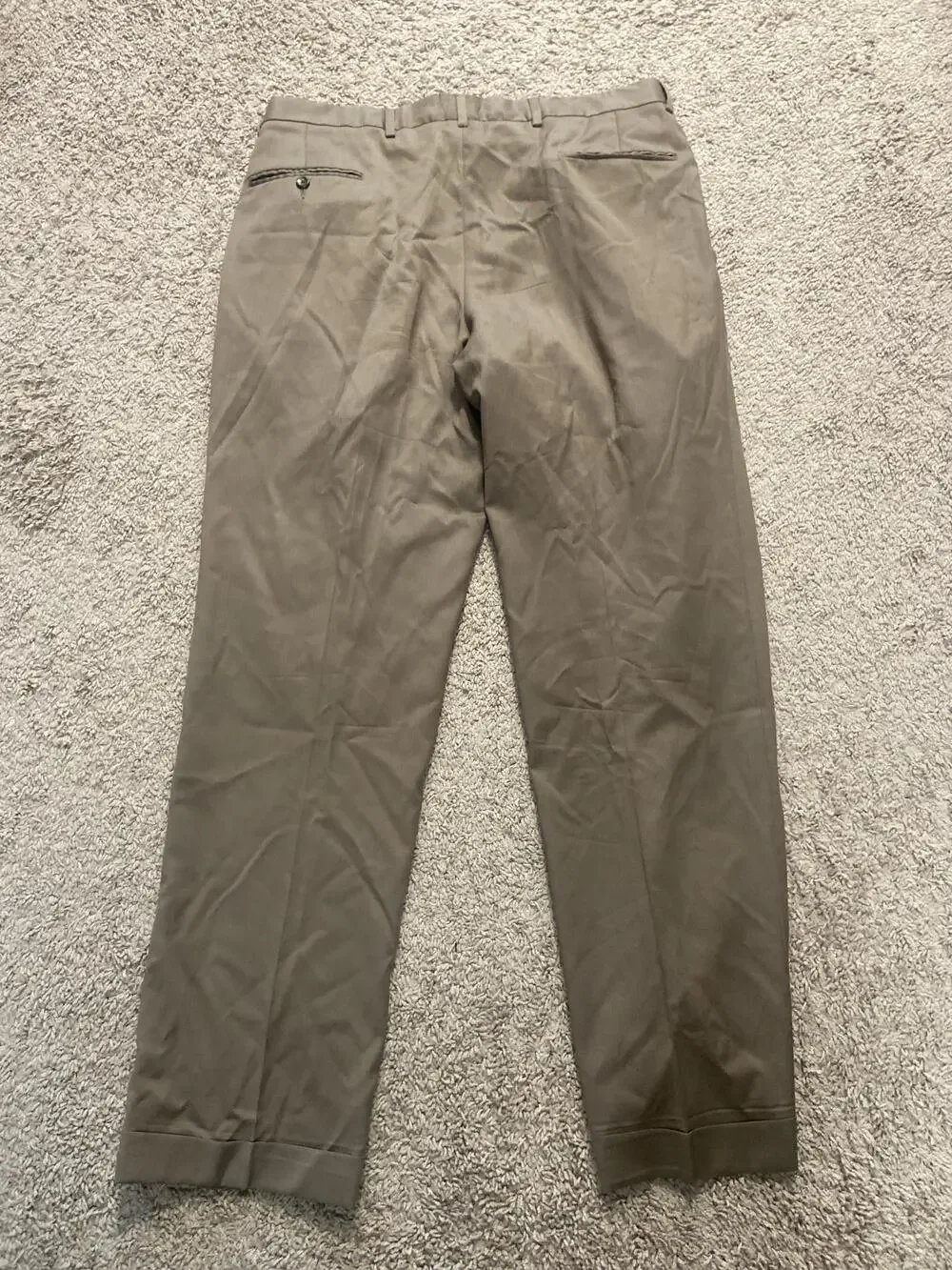 Jos. A. Bank Pants Mens 34x30 Beige Signature Dress Pleated Microfiber